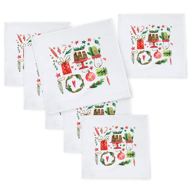 Khakee 6 Pcs Christmas Theme Tafta Silk Table Napkins 10x 10 for Xmas Decoration Christmas OrnamentsChristmas Gift npxmas333P - Image 1