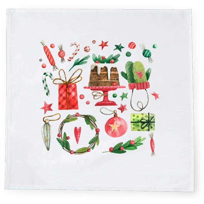 Khakee 6 Pcs Christmas Theme Tafta Silk Table Napkins 10x 10 for Xmas Decoration Christmas OrnamentsChristmas Gift npxmas333P - Image 2