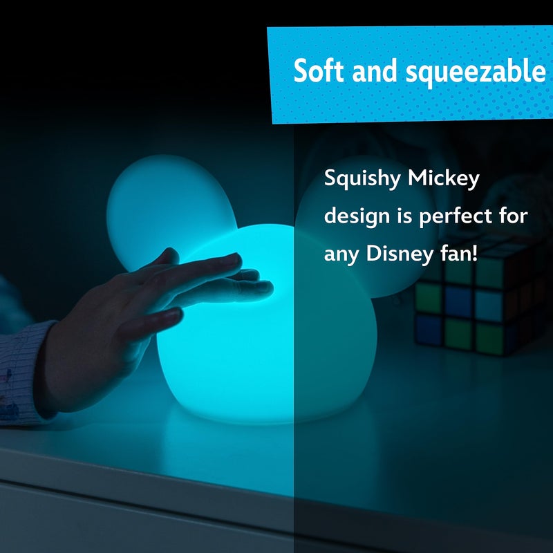Disney Mickey Mouse Squishy Light, Color Changing, Night Light for Kids, USB Lamp, Battery Operated, Dimmable, Ideal for Bedroom, Playroom, Living Room, and More, 66944 - Image 4