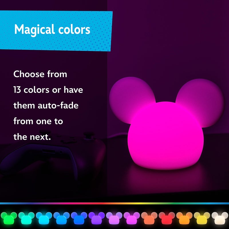 Disney Mickey Mouse Squishy Light, Color Changing, Night Light for Kids, USB Lamp, Battery Operated, Dimmable, Ideal for Bedroom, Playroom, Living Room, and More, 66944 - Image 5