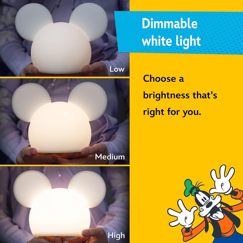 Disney Mickey Mouse Squishy Light, Color Changing, Night Light for Kids, USB Lamp, Battery Operated, Dimmable, Ideal for Bedroom, Playroom, Living Room, and More, 66944 - Image 3