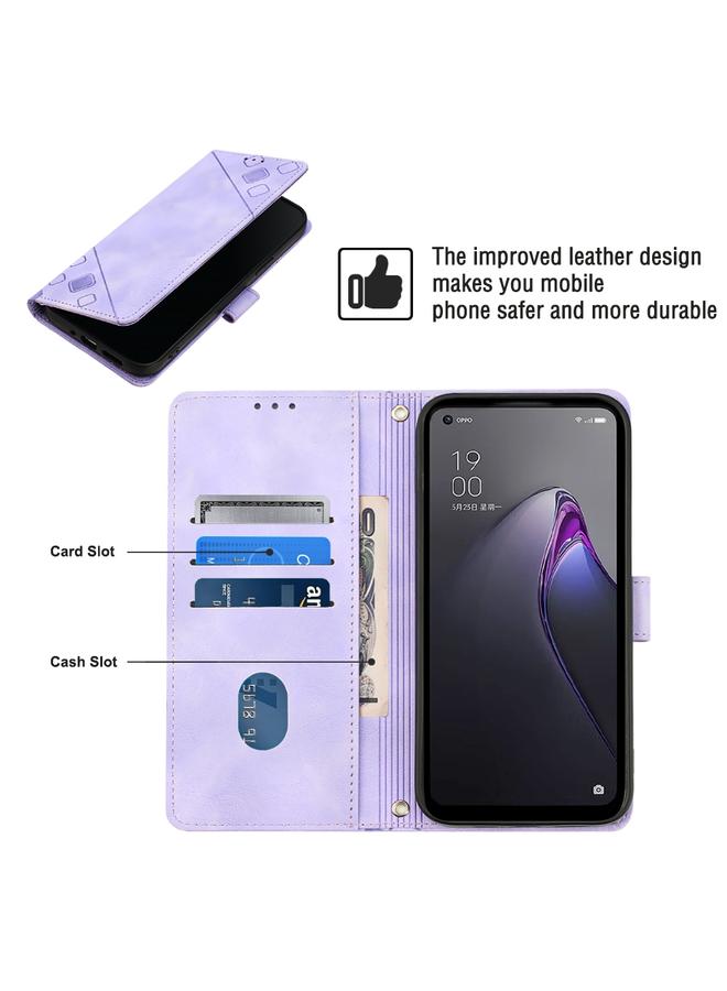 اس-توب جراب لهاتف OPPO Reno8 5G، جراب هاتف من الجلد المنقوش بملمس الجلد - Image 4