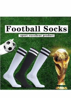 Excefore 3 Pairs Men's Sports Socks Soccer Anti-slip Football Breathable Athletic Rugby Hockey Socks, One Size  - Image 2