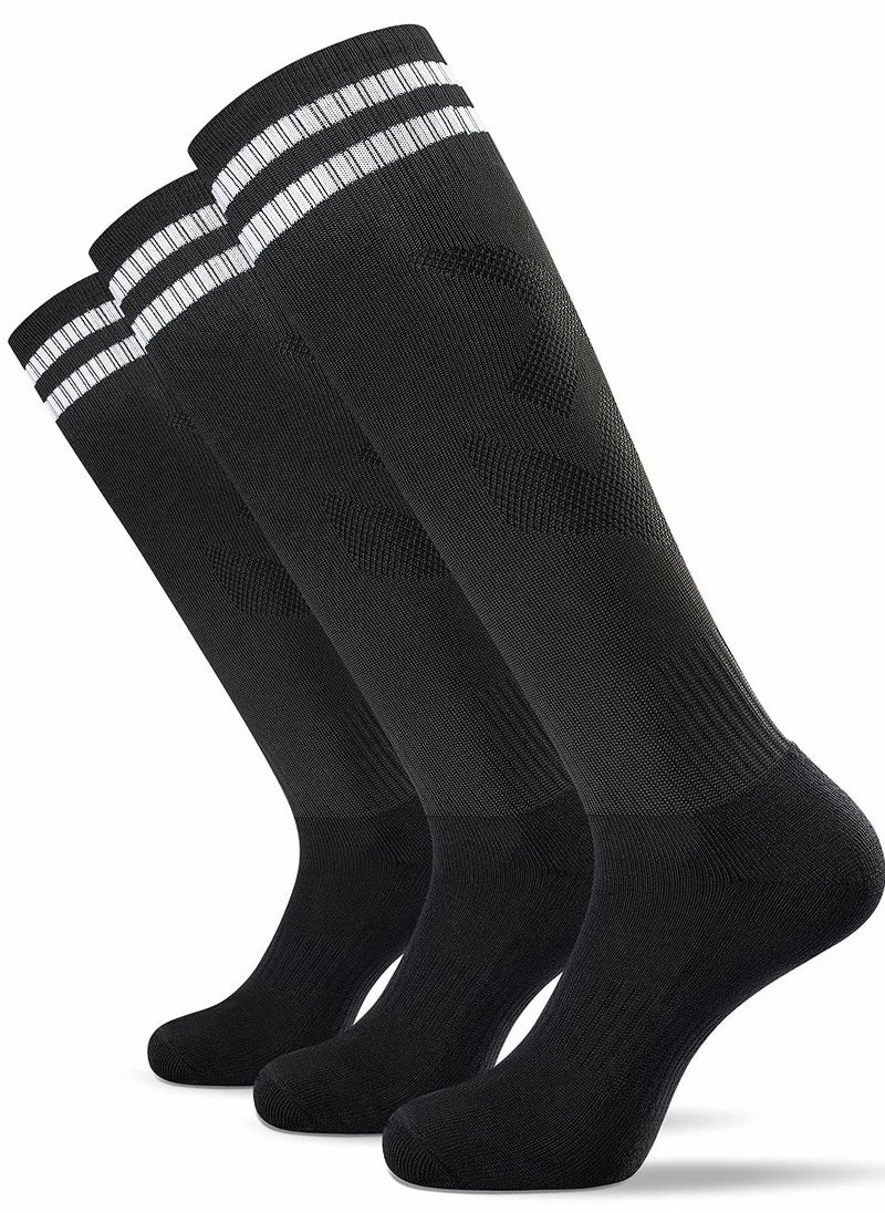 Excefore - 3 Pairs Men's Sports Socks Soccer Anti-slip Football Breathable Athletic Rugby Hockey Socks, One Size - Image 1
