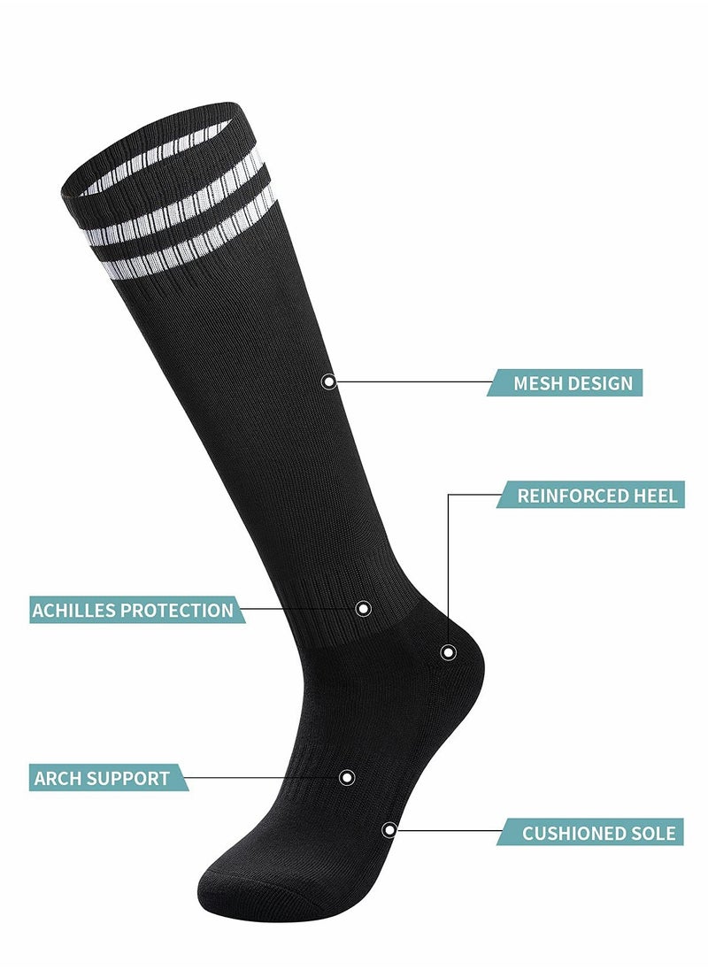 Excefore - 3 Pairs Men's Sports Socks Soccer Anti-slip Football Breathable Athletic Rugby Hockey Socks, One Size - Image 1