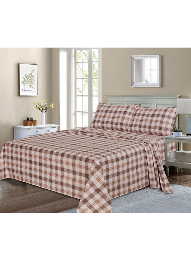 RUVANTI Flannel Sheets Queen Size - 100% Cotton Double Brushed Bed Sheets, Deep Pockets 16 Inches Queen Sheet Set, All Seasons Breathable & Extra Soft - Warm & Cozy, 4 Piece, Beige & Grey Plaid - Image 2
