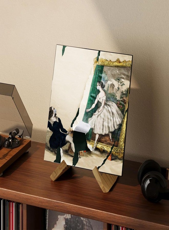 KINYFY Wooden Vinyl Record Stand, Wood Plate Holder Display Stand, Wooden Picture Frame Holder for Displaying Plates, Photos, Cookbooks, Vinyl Records - Image 3