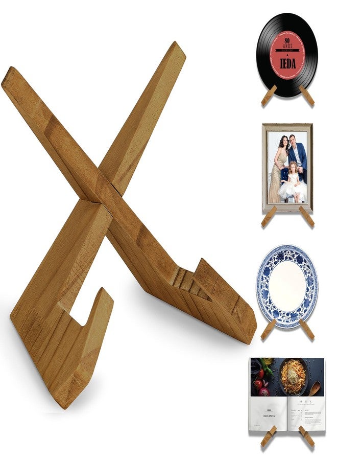 KINYFY Wooden Vinyl Record Stand, Wood Plate Holder Display Stand, Wooden Picture Frame Holder for Displaying Plates, Photos, Cookbooks, Vinyl Records - Image 1