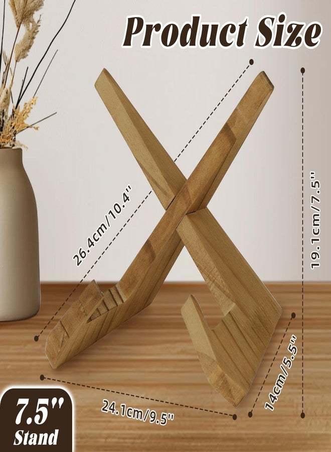 KINYFY Wooden Vinyl Record Stand, Wood Plate Holder Display Stand, Wooden Picture Frame Holder for Displaying Plates, Photos, Cookbooks, Vinyl Records - Image 2