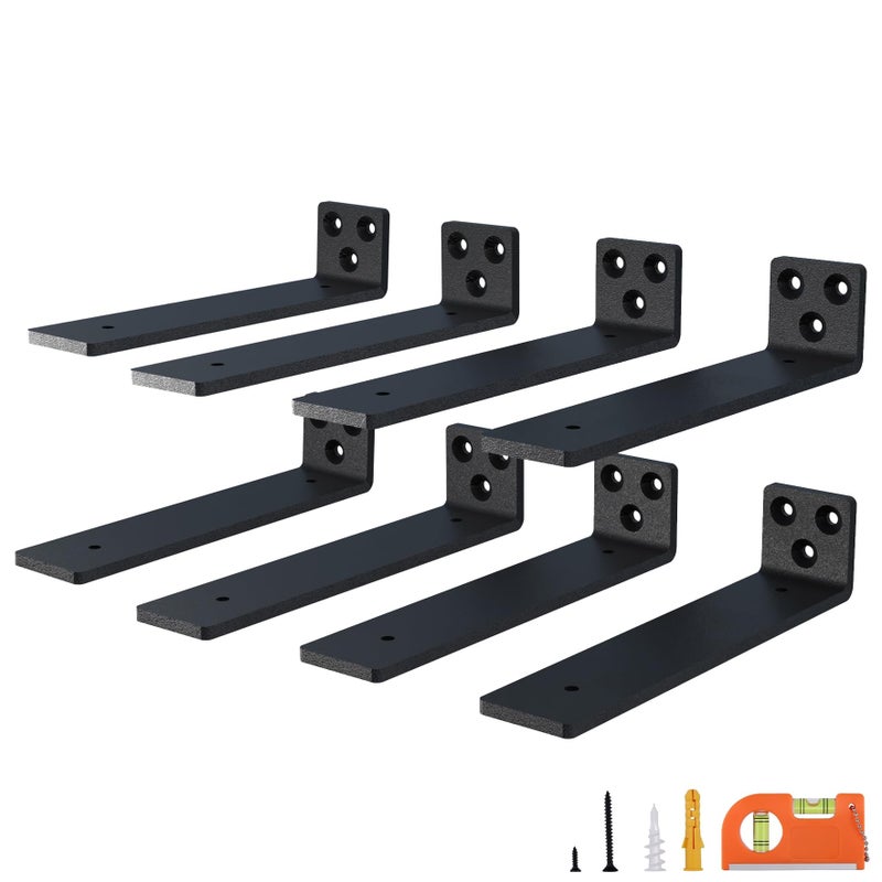 Neodrop 10 Inch Floating Shelf Brackets  Heavy Duty Hidden Bracket For Wall  Mantel  Bookshelves  Black Powder Coated Steel  8-Pack - Image 1