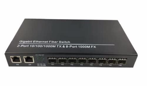 Hanutech Gigabit Fiber Switch 8-Port Unmanaged, 2×RJ45 10/100/1000Mbps + 8×SFP Slots (1.25G Support, Without SFP Module), High-Speed Fiber Network Switch with 1-Year Warranty - Image 1