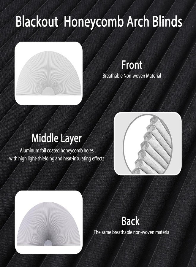 ChYoung Arch Window Shade Blackout, Stick on Cellular Shades Cordless No Drill Honeycomb Blinds, Thermal Insulated UV Protection Fabric Half Circle Window Coverings Room Darkening Shades (White, 36"W x 18"H) - Image 5