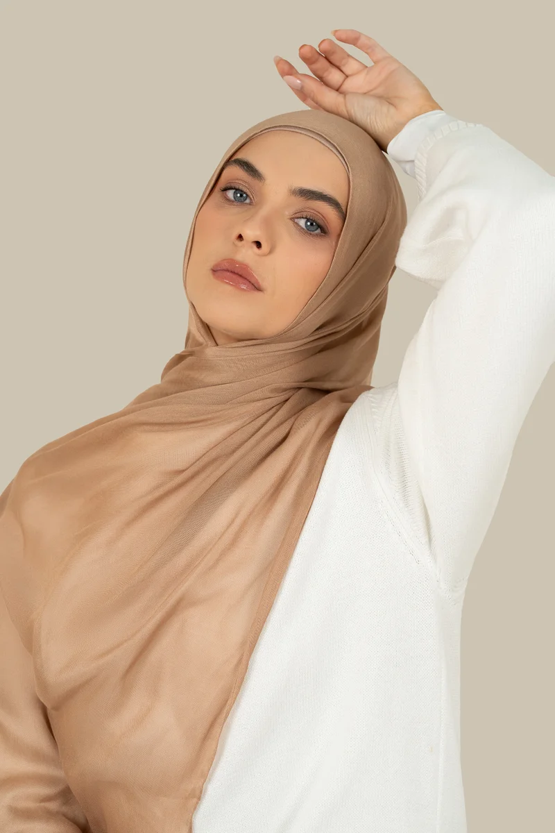 silqrose  Washed Apricot Tight Weave Hijab - Regular for Women | Best Price UAE