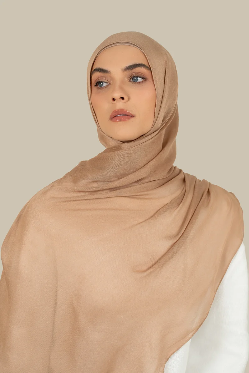 سيلكروز حجاب منسوج بإحكام بلون المشمش المغسول