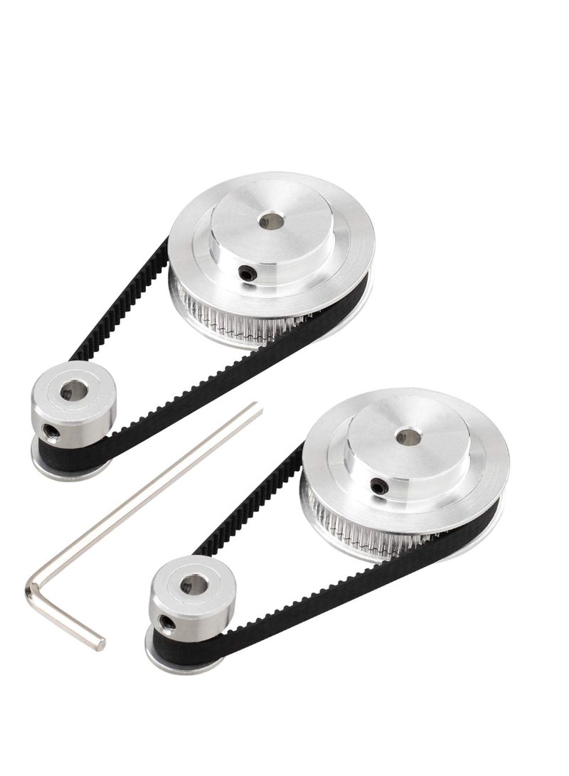 3D Printer Aluminum Timing Belt Pulley Wheel, 2 Kit GT2 Synchronous Wheel 20 & 60 Teeth 5mm Bore, Aluminum Timing Pulley with 2 pcs Length 200mm Width 6mm Belt (bore 5mm (2pcs a Set)) - Image 1