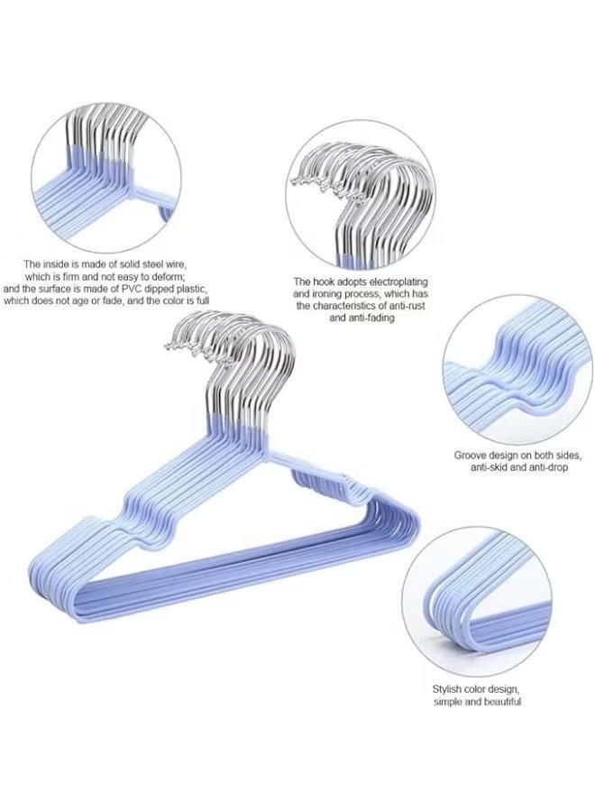 Set of 10 silicone-coated stainless steel clothes hangers, 40cm, non-slip, slim, with serrated grooves for shirts, dresses, coats, trousers, and wardrobes; sturdy, space-saving wire hangers. - Image 2