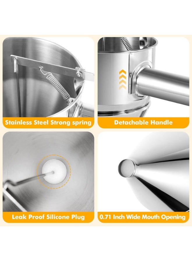 NANAO Pancake Batter Dispenser 40 OZ - Funnel Cake Dispenser With Stand, Stainless Steel, Leak-Proof Nozzle & Squeeze Handle, Precise Control, for Pancakes, Waffles, Cupcakes & Baked Goods - Image 3