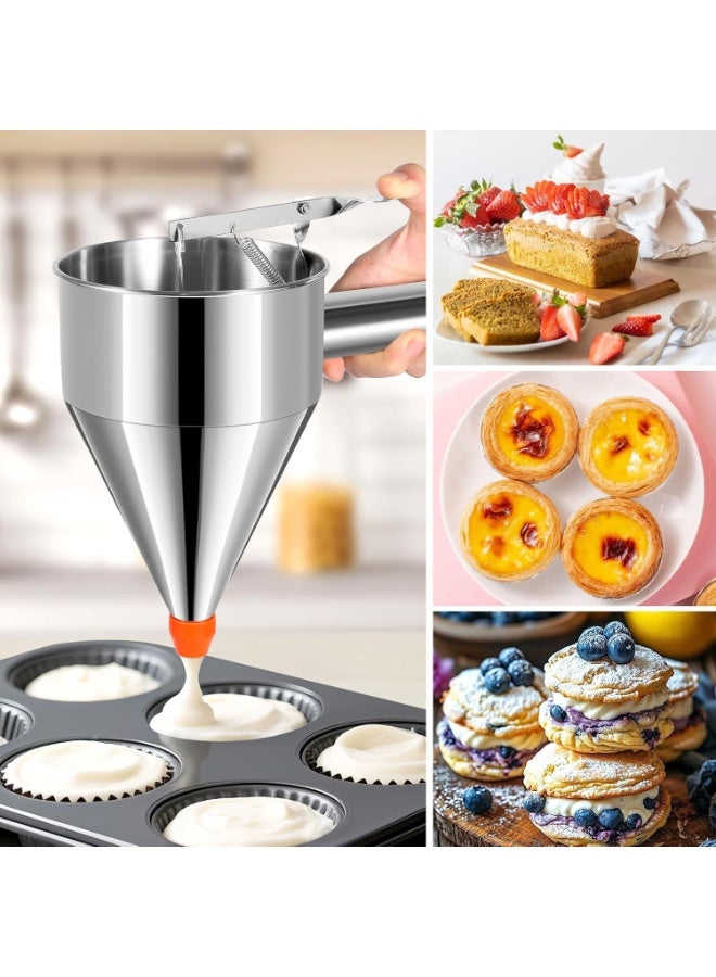 NANAO Pancake Batter Dispenser 40 OZ - Funnel Cake Dispenser With Stand, Stainless Steel, Leak-Proof Nozzle & Squeeze Handle, Precise Control, for Pancakes, Waffles, Cupcakes & Baked Goods - Image 5