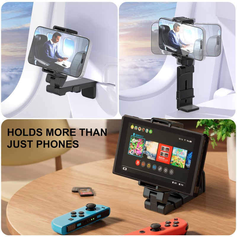 Perilogics Universal Airplane Phone Holder Mount â€“ [Silent Version] Handsfree Travel Phone Holder for Tray Table, 360Â° Adjustable Phone Mount for Flying, in-Flight Travel Stand for iPhone & Android - Image 2