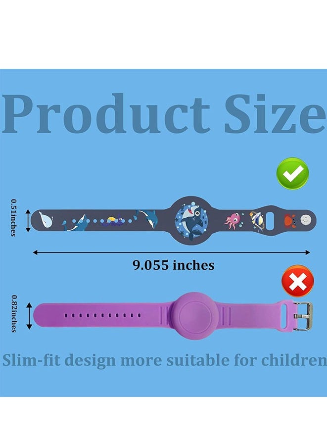FASHION MANIA - Compatible AirTag Kids Bracelet, Waterproof AirTag holder Cute Cartoon Design Air Tag Accessory, Fully Covered Silicone Air Tag Box Toddler Child Adult (Blue Shark) - Image 1