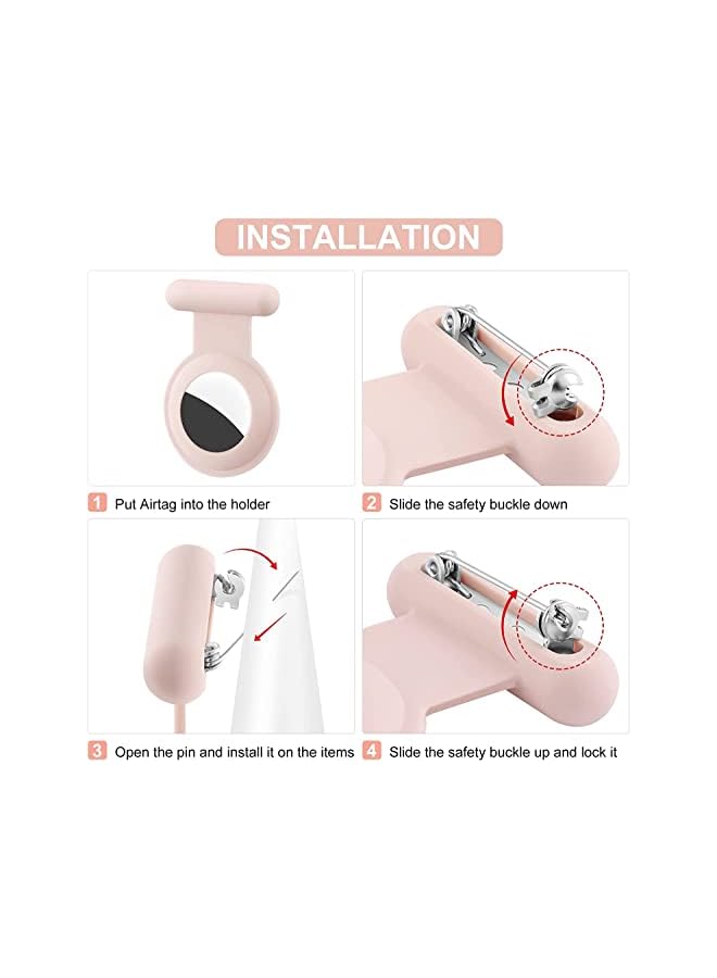 vesus Airtag Holder For Kids Hidden, Kids Air Tag Holder With Pin Brooch, Kids Airtag Tracker Case Accessories, Silicone Airtag Holder Suitable For Child,Elderly,Luggage,Backpack (Blue) - Image 3