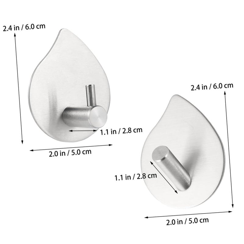 4 Pcs Stainless Steel Adhesive Hooks Strong Metal Coat Hangers Traceless Wall Mount Hooks For Bathroom Kitchen Bedroom Organization - Image 3