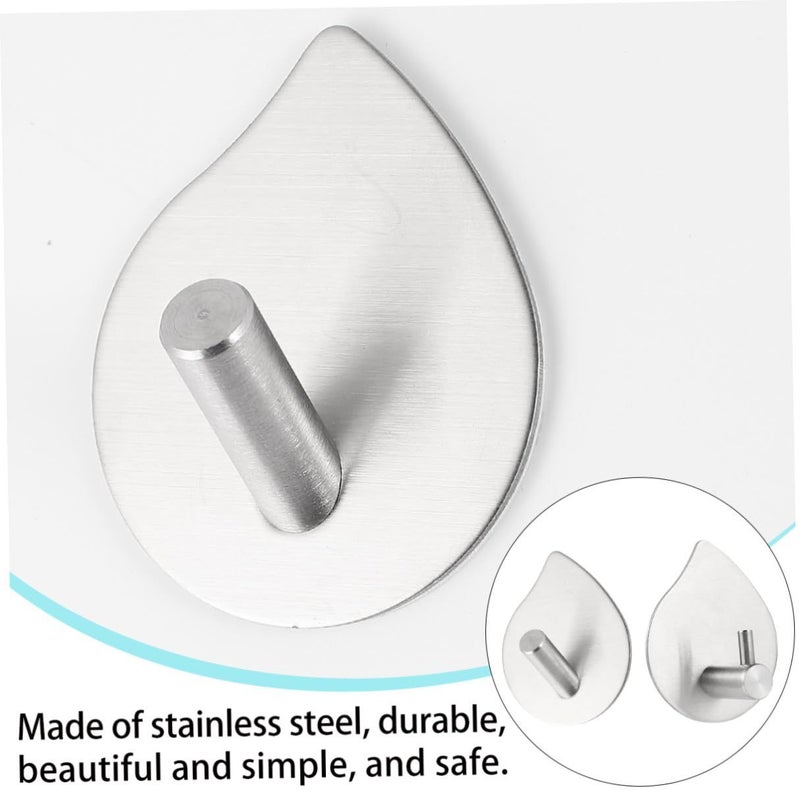 4 Pcs Stainless Steel Adhesive Hooks Strong Metal Coat Hangers Traceless Wall Mount Hooks For Bathroom Kitchen Bedroom Organization - Image 4
