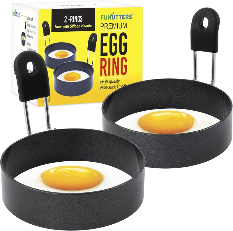 FUNUTTERS Egg Rings, 3.5'', Nonstick, Professional and Large, Stainless Steel Omelet/Egg Rings For Frying Eggs and Egg Mcmuffins, Egg Mold For Breakfast, Mini Pancakes, and Fried Eggs - Image 1