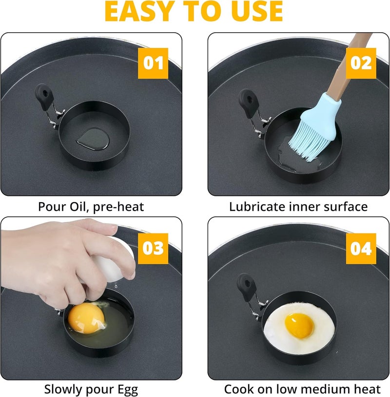 FUNUTTERS Egg Rings, 3.5'', Nonstick, Professional and Large, Stainless Steel Omelet/Egg Rings For Frying Eggs and Egg Mcmuffins, Egg Mold For Breakfast, Mini Pancakes, and Fried Eggs - Image 5