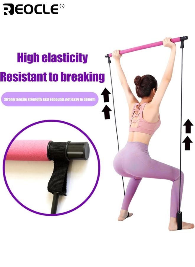 ريوكل طقم قضيب بيلاتس قابل للفصل مع أربطة مقاومة تمرين كامل للجسم معدات لياقة فولاذ مقاوم للصدأ قضيب تمرين محمول مثالي للمنزل اليوجا - Image 3