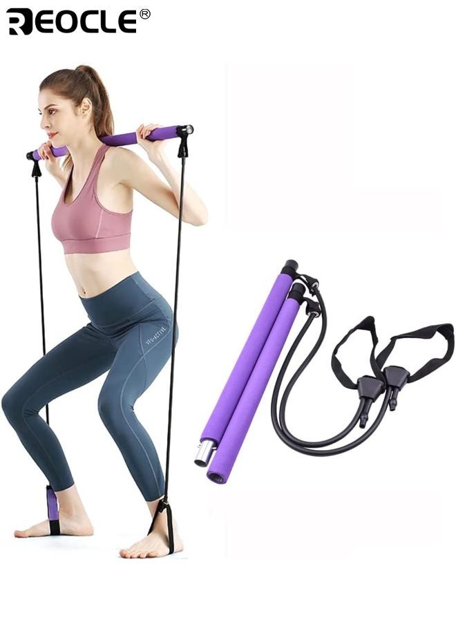 ريوكل طقم قضيب بيلاتس قابل للفصل مع أربطة مقاومة تمرين كامل للجسم معدات لياقة فولاذ مقاوم للصدأ قضيب تمرين محمول مثالي للمنزل اليوجا - Image 1