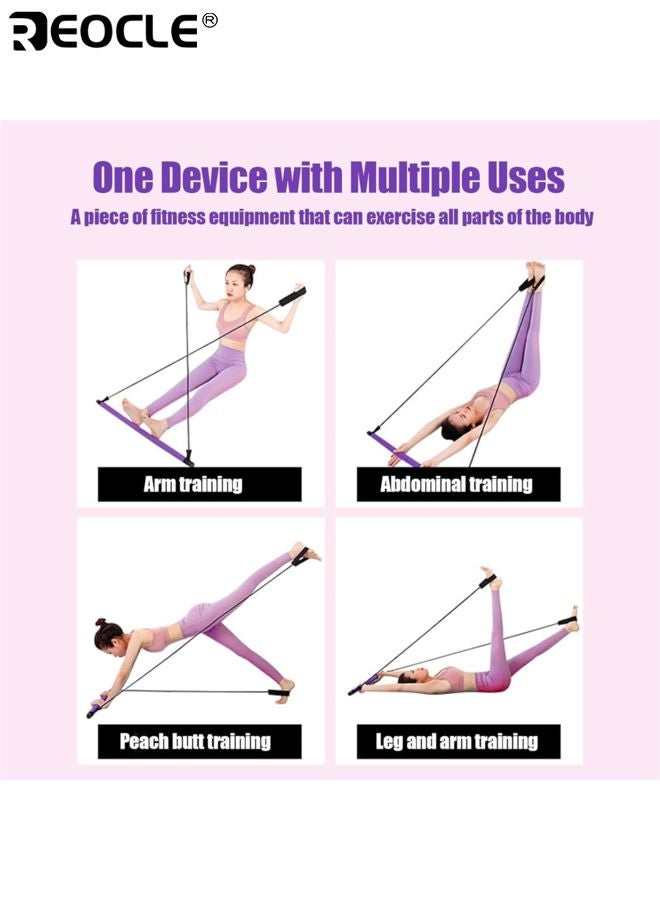 ريوكل طقم قضيب بيلاتس قابل للفصل مع أربطة مقاومة تمرين كامل للجسم معدات لياقة فولاذ مقاوم للصدأ قضيب تمرين محمول مثالي للمنزل اليوجا - Image 4