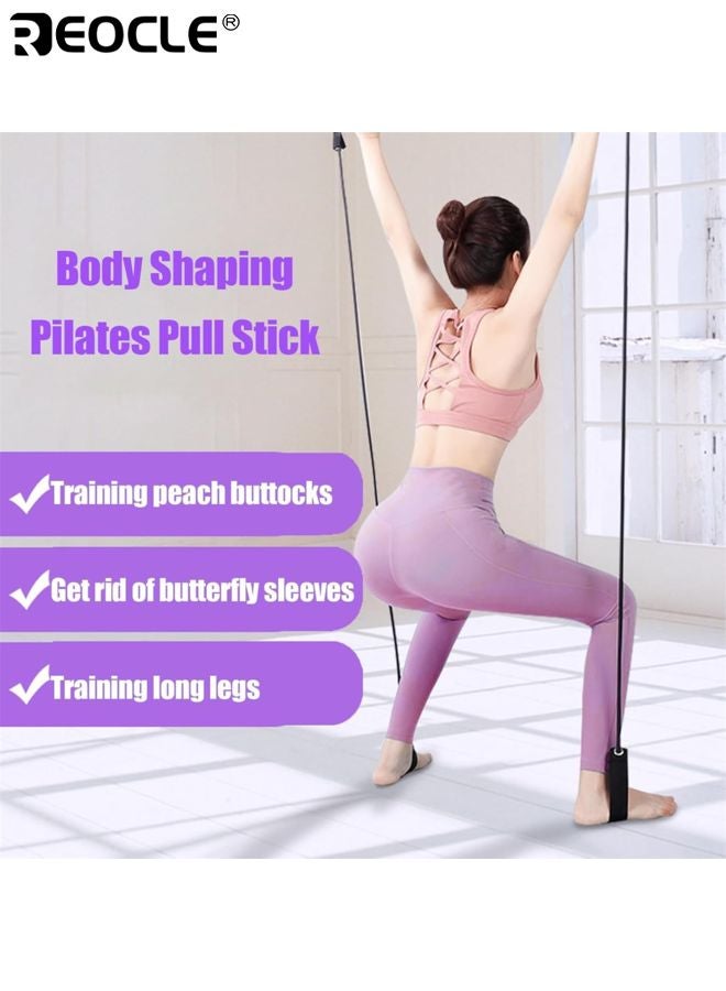 ريوكل طقم قضيب بيلاتس قابل للفصل مع أربطة مقاومة تمرين كامل للجسم معدات لياقة فولاذ مقاوم للصدأ قضيب تمرين محمول مثالي للمنزل اليوجا - Image 2