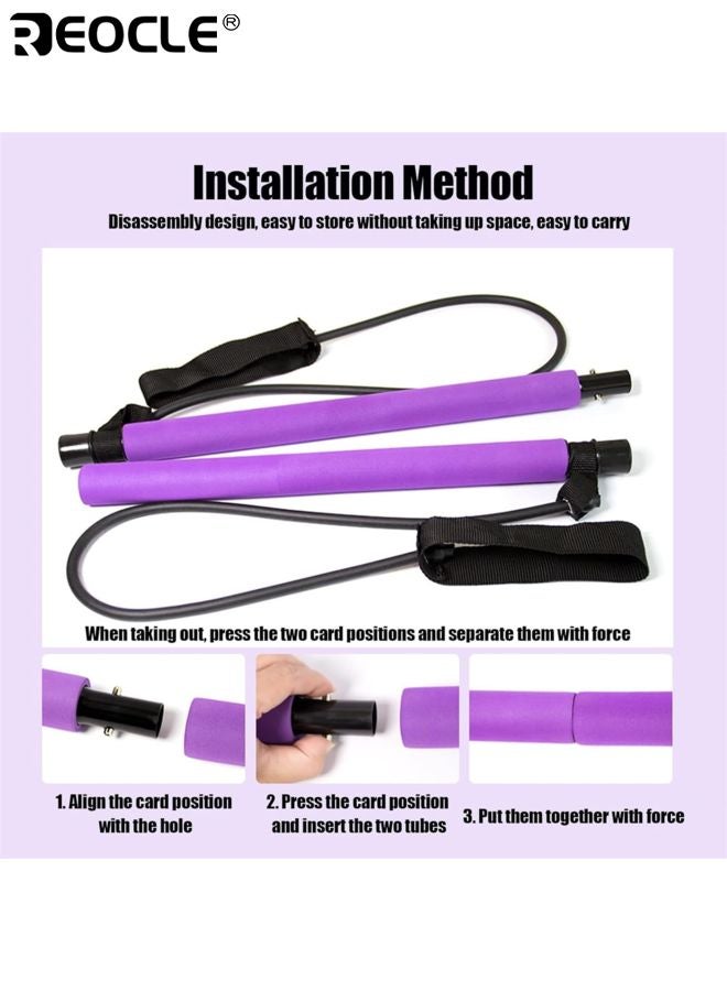 ريوكل طقم قضيب بيلاتس قابل للفصل مع أربطة مقاومة تمرين كامل للجسم معدات لياقة فولاذ مقاوم للصدأ قضيب تمرين محمول مثالي للمنزل اليوجا - Image 5