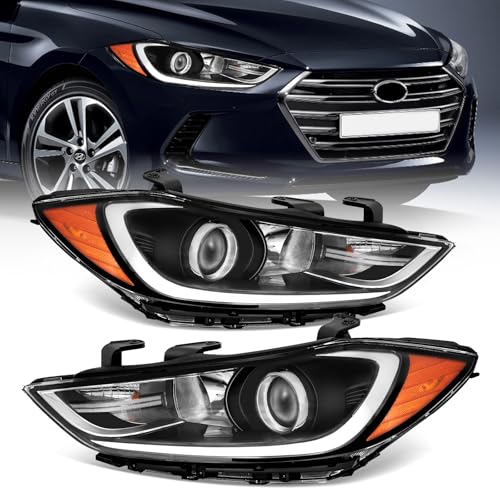 XGWZ Headlights Assembly Compatible with 2017 2018 Hyundai Elantra Black Housing, Driver and Passenger Side - Image 1