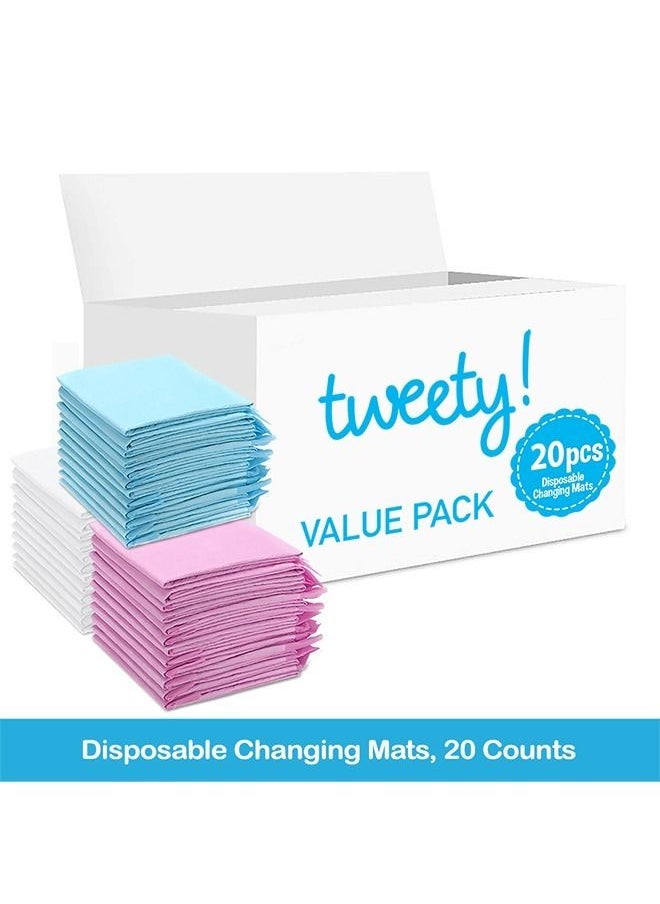 Tweety Disposable Changing Mats, 20 Counts, Soft Waterproof Mat, Portable Leak Proof Changing Mat, New Mom Leak-Proof Under pad, Mattress Table Protector Pad  - Image 2
