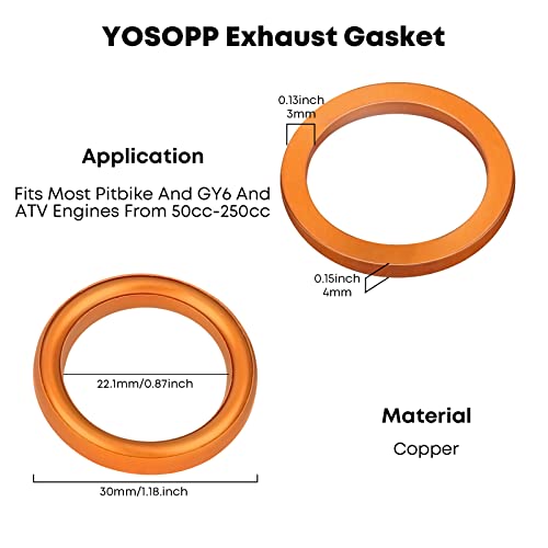 YOSOPP GY6 Exhaust Bolt Nuts Gasket for 50cc 70cc 90cc 110cc 125cc 150cc Scooters ATVs GMB139 Engine Moped Quad 4 Wheeler Dune Buggy Go Karts Taotao Sunl Coolster Jonway Roketa Sandrail (Black) - Image 3