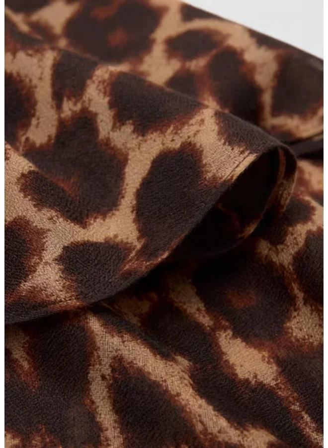 مانجو Leopard Print Foulard With Frayed Edges