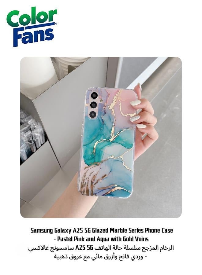 كولور فانس سامسونج غالاكسي A25 5G الرخام المزجج سلسلة حالة الهاتف