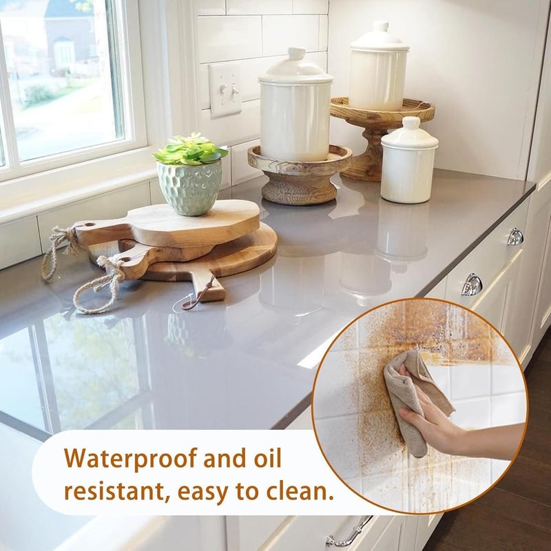 ERATO Clear Glossy Self Adhesive Wallpaper Oil Proof Removable Sticker Protective Kitchen Film for Cabinet Kitchen Furniture Door Sticker (Clear Glossy Film, 24 x 120 Inch) - Image 2