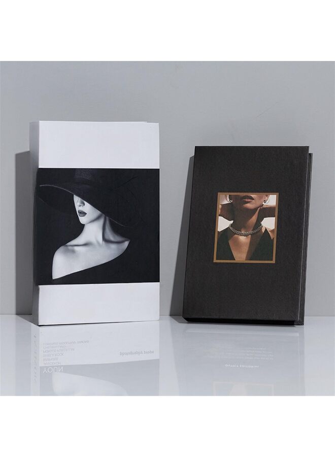 يُسلِّم 12 قطعة من الكتب الزخرفية للديكور المنزلي، ديكورات رفوف باللونين الأبيض والأسود، ديكور مكتبة للمنزل، كتب رائعة مكدسة، محاكاة خزانة الكتب - Image 2