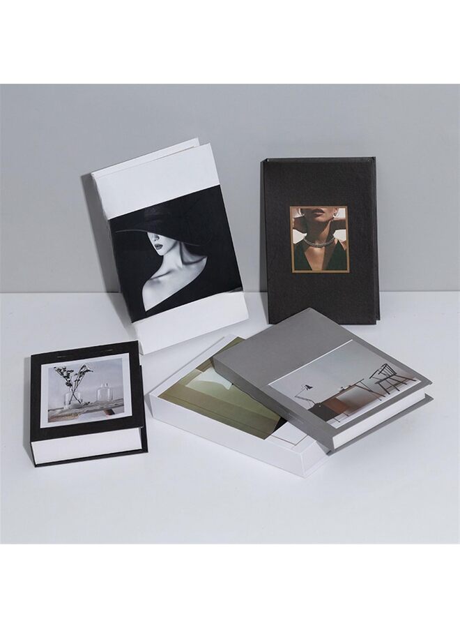 يُسلِّم 12 قطعة من الكتب الزخرفية للديكور المنزلي، ديكورات رفوف باللونين الأبيض والأسود، ديكور مكتبة للمنزل، كتب رائعة مكدسة، محاكاة خزانة الكتب - Image 5