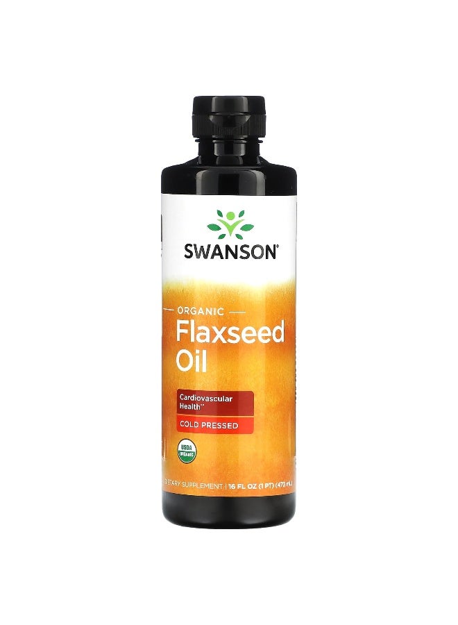 Swanson, Organic Flaxseed Oil, 16 fl oz (473 ml) - Image 1