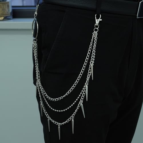 GOGZBD Layered Pants Chain keychain for Women Men Punk Wallet Chains Hiphop Jeans Keychain Halloween Jewelry (D-bullet chain1) - Image 2