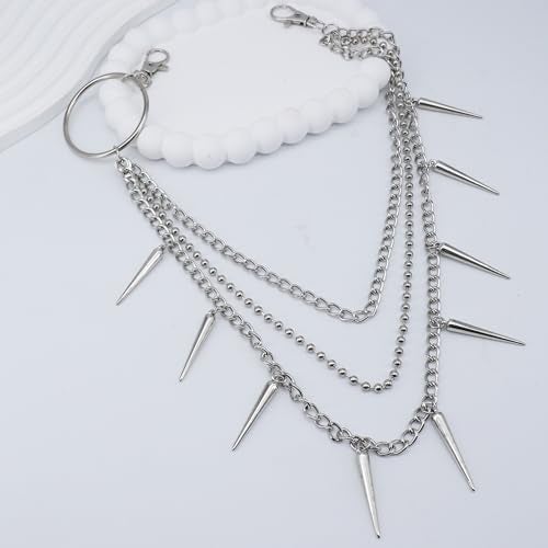 GOGZBD Layered Pants Chain keychain for Women Men Punk Wallet Chains Hiphop Jeans Keychain Halloween Jewelry (D-bullet chain1) - Image 3