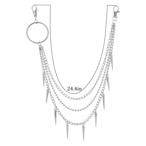 GOGZBD Layered Pants Chain keychain for Women Men Punk Wallet Chains Hiphop Jeans Keychain Halloween Jewelry (D-bullet chain1) - Image 4