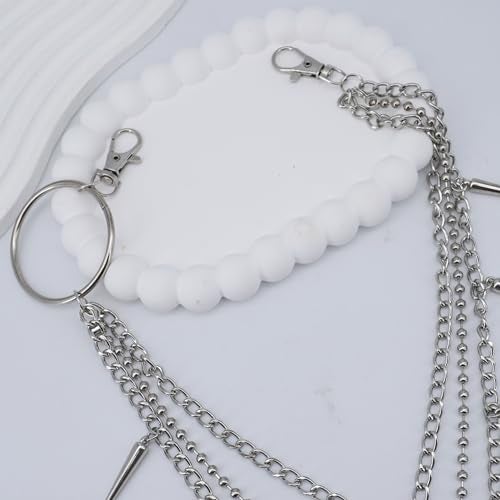 GOGZBD Layered Pants Chain keychain for Women Men Punk Wallet Chains Hiphop Jeans Keychain Halloween Jewelry (D-bullet chain1) - Image 5