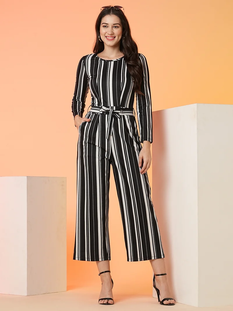 globus Women Striped Basic Jumpsuit