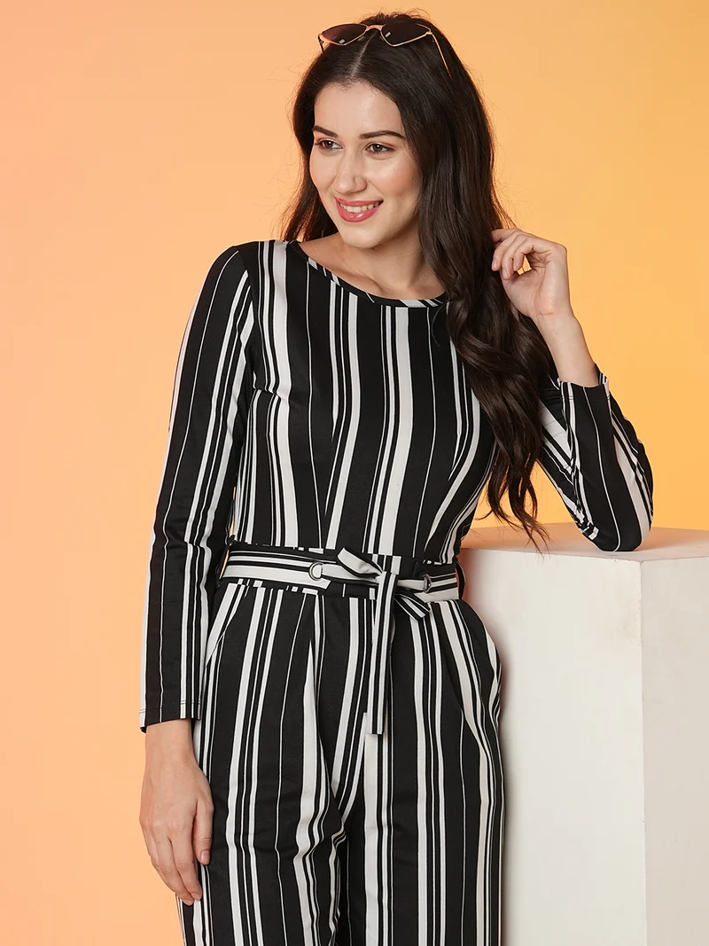 globus Women Striped Basic Jumpsuit