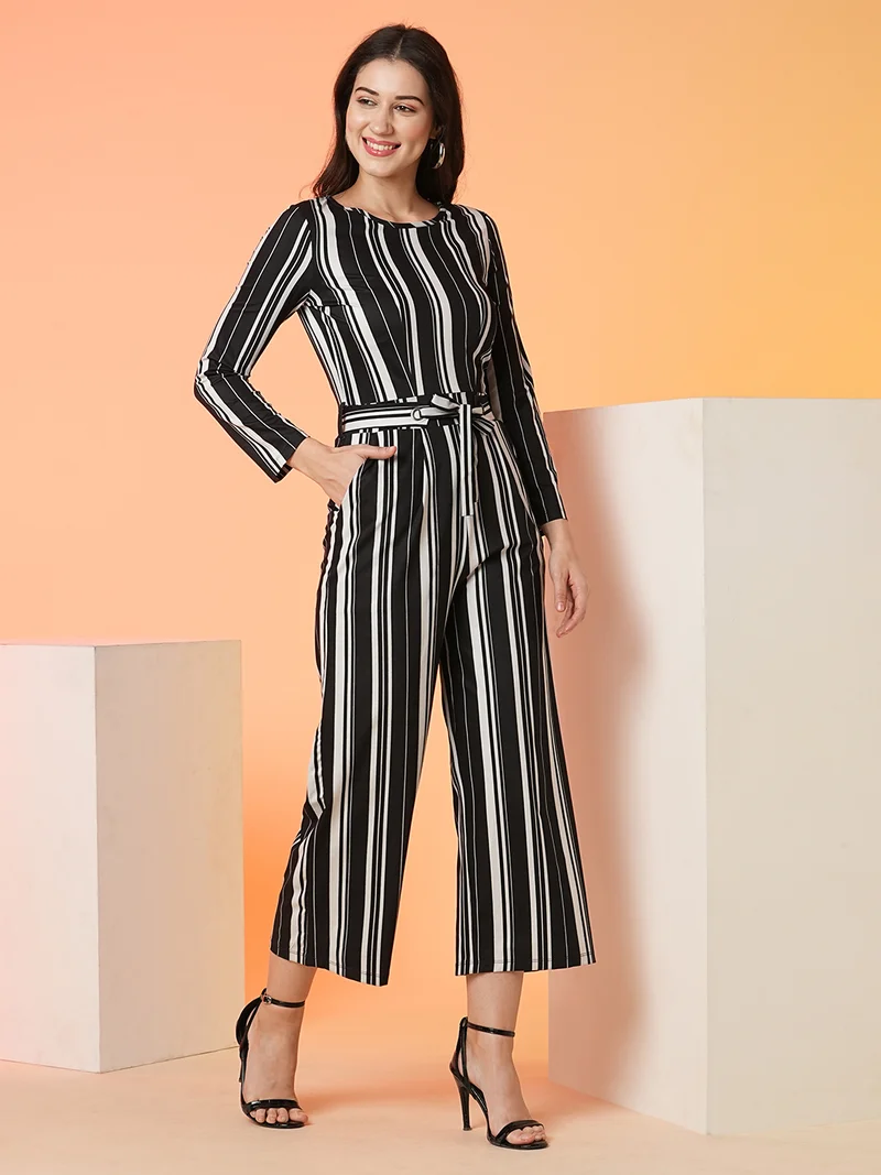 globus Women Striped Basic Jumpsuit